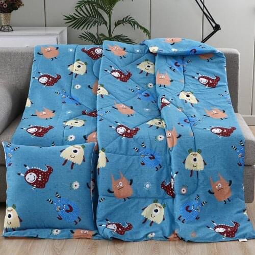 Pillow Blanket 2 in 1 cotton Warm Cartoon Unicorn Foldable Patchwork Quilt Blanket Printed Home Office Car Throw Pillow Cushion