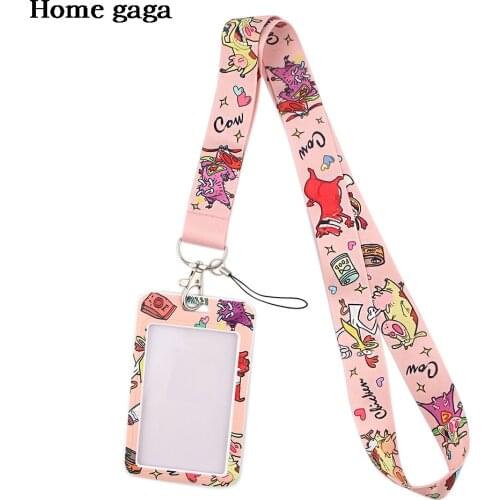 DB136 Homegaga Anime Cow Cartoon Cell Phone Lanyard For Key ID Card Pass Gym USB badge Holder DIY Hang Rope Webbing lanyards