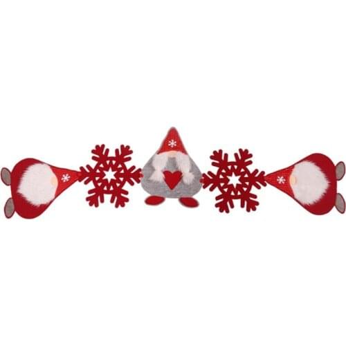 Christmas Snowflake Swedish Gnome Table Runner Tablecloth Placemat Home Wedding Holiday Festival Decorations