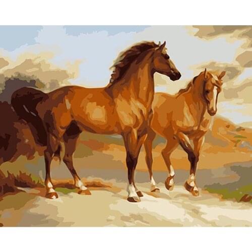 Hand painted canvas oil painting on the wall Horse lover wall pictures for living room diy Painting By Numbers Kits Art DY005