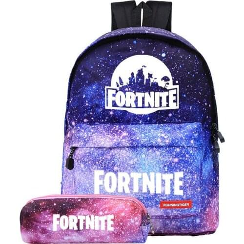 Fortnite Backpack Two-piece Pencil Case School Bag Stationery Boy Girl Bookbag Birthday Gift for Children