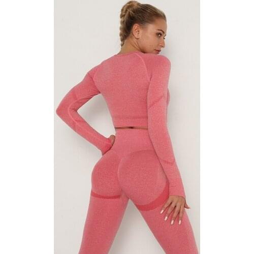 11 Colors Seamless Gym Tops Women Full Sleeve Workout Crop Top Sport Shirt Fitness Clothing Athletic Wear Running Yoga Top