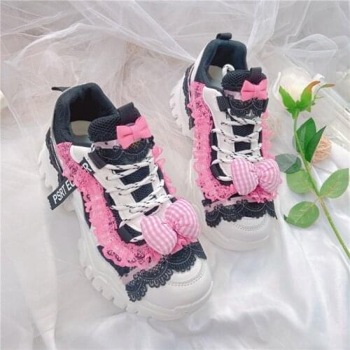 Lolita lace dark princess retro style platform shoes sweet sneakers kawaii shoes cosplay loli daily single shoes college style