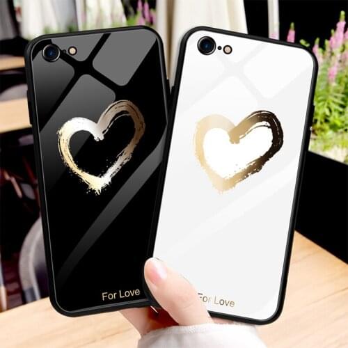 BONVAN Tempered Glass Hard Case For Huawei Nova 2 2i 2s Heart Shaped Cover For Huawei Nova 2 Plus Lite Wristband Couqe Capa
