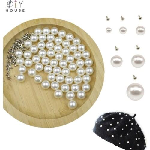 6-16MM Round Imitation Pearl Rivets DIY Craft Supplies Leather/Clothes/Bag Decor Bead Spikes Wedding Accessories Pearls Studs