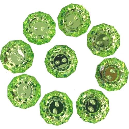 24Pcs Green Rhinestone acrylic button sewing faceted glittering buttons for crafts garment accessory 18.0mm