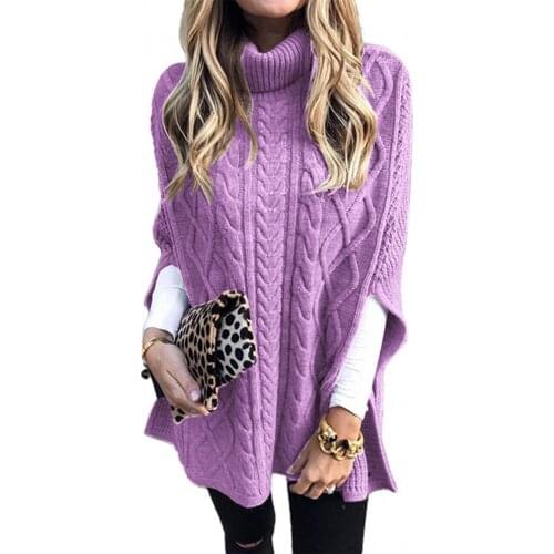 Women Vintage Long Sleeves Turtle Neck Twist Braid Knitted Shawl Sweater Pullovers Jumpers Female Fashion Solid Color Sweaters