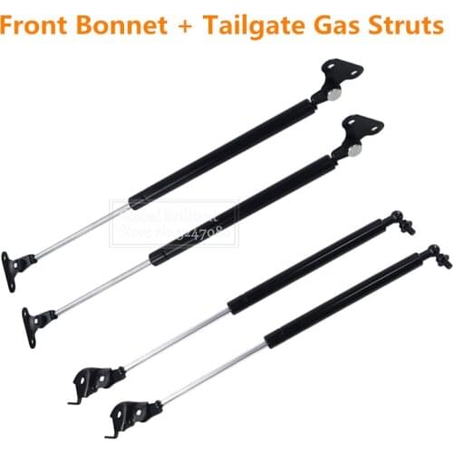 2Pairs Car Front Bonnet Gas Struts + Tailgate Gas Struts Lift Support Bar Steel For Toyota Land Cruiser 80 Series 1990-1997