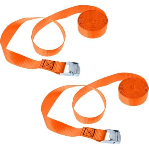 2 Pieces Kayak Cam Buckle Tie Down Straps Roof Racks Trailers 2.5m Orange