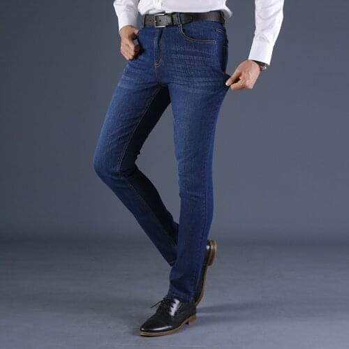 2021 Plus Size Business Jeans Classic Spring/autumn Male Cotton Straight Stretch Brand Denim Skinny Casual Business Pant 110kg