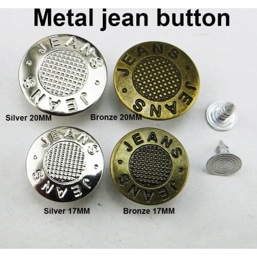 30PCS 17MM metal dot jean trousers button 20MM design Decorative brand round word buttons clothes accessory MJB-302G