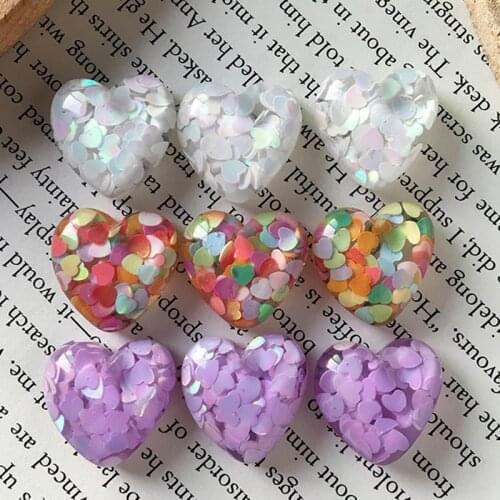 5pcs Sweety Love Sequin Brooch Ring Patch Findings Resin Charms Diy Heart Earrings Cabochon Bead Crafts Decor Jewelry Make F62