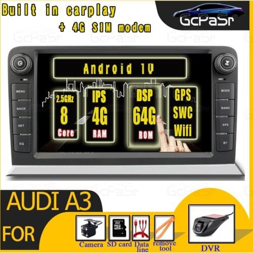 Android 10 Car Radio DVD Player For Audi A3 8P S3 2003 2004 2005 2006 2007 2008 2009 2010 2011 2012 RS3 vidio Multimedia Navigat
