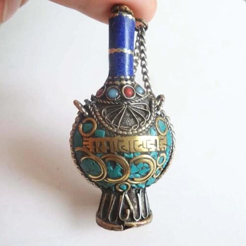 BYH006 Nepal Handmade Stone Mantra Snuff bottle Small pendants Tibetan handicrafts collectibles