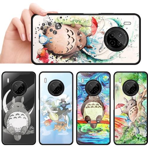 Totoro Ghibli Spirited Glass Phone Case For Huawei Y7 79 Y9a Y6 2019 Y6P Y8s Y8P For Honor 8X 20 Pro 9X Lite 9S 30 10 Cover