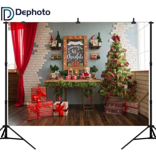 Dephoto Christmas Tree curtain Gift home decoration Photography Backgrounds Customized Photographic Backdrops For Photo Studio