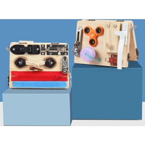 Montessori Wooden Busy Block Ten In One Interactive Building Board Preschool Fun Early Childhood Education Educational Toys