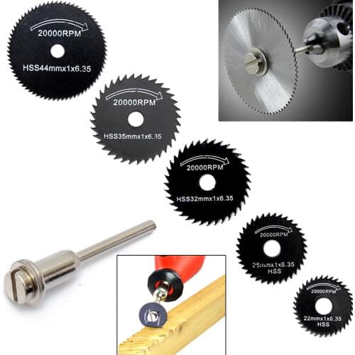 5pcs/set High Speed Steel Circular Saw Blade Disk Wood Cutting Disc Metal Cutter Power Tool Kit Rotary Tool Drill Mandrel