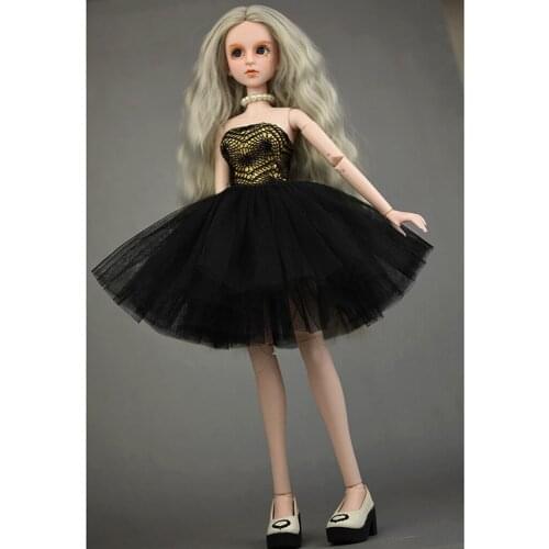 Elegant Wedding Dr Princ Pettiskirt for 1/4 BJD Dolls Girl Gifts Black