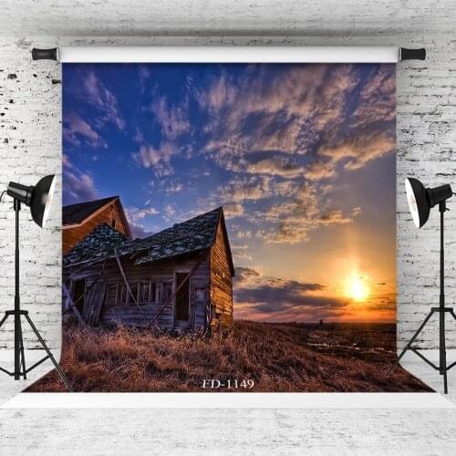 Sunset Photography Background House Backdrops for Photo Shoot Props Child Baby Shower Vinyl Cloth Printed Backdrop Photo Shoot