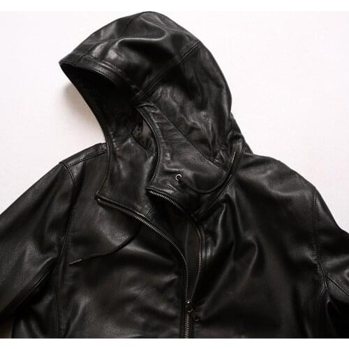 H92 Read Description! Asian Size Mens Suede Coat Mens Sheep Leather Hoodie Jacket