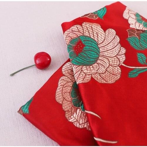 Imitation silk flower satin brocade jacquard fabrics for sewing womens cheongsam and kimono DIY material