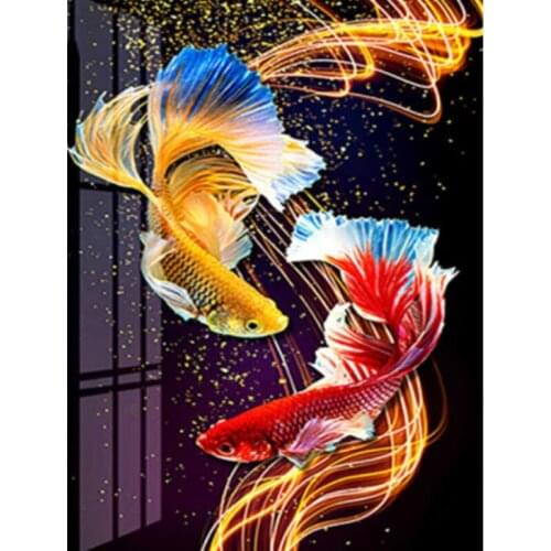 Pisces Dancing 40x50CM Animal DIY Drawing Painting by Numbers Lage Size Picture on Wall Decoration Children Gift 40x50 50x65cm
