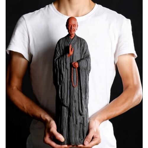 Ceramic Zen Statue of Master Hongichi， Original handmade sculpture Chinese Buddha Statue Home living room crafts statue 47cm