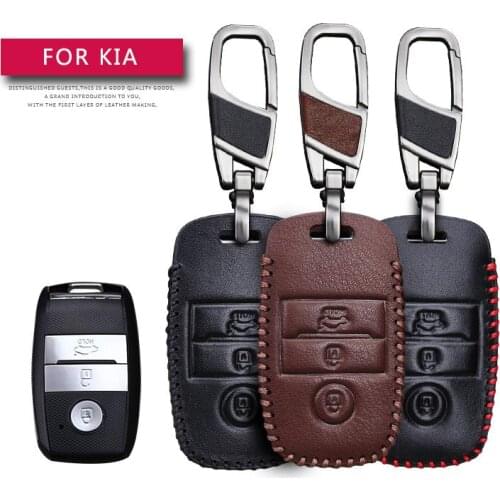 Leather Car Key Case Cover For Kia Rio Ceed Soul Sportage Sorento Carens Picanto Protection Key Shell Skin Bag Only Case