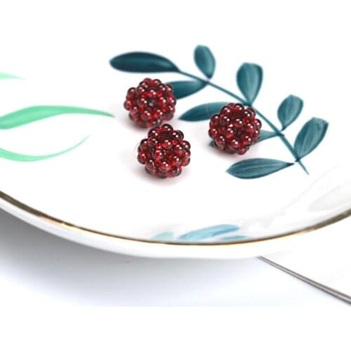 High Quality Natural Red Garnet Stone 4mm Round Beads Hand-woven 12mm Spherical Jewelry Accessories 4Pcs wk106