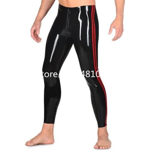 Nature Latex Tight Leggings For Men Sexy Latex Rubber Pants with Crotch Zip mens fetish
