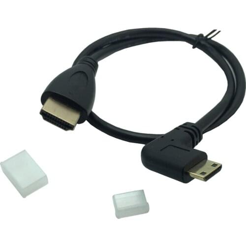 Mini HDMI-compatible Cable 90 Degree Left Right Angled Type C to A for Camera Monitor Projector Notebook TV 0.5M