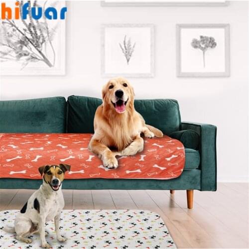 Reusable Pet Urine Pad Washable Dog Cat Diaper Mat 3 Layer Absorbent Dogs Diapers Pads Bone Paw Print For Sofa Bed Floor