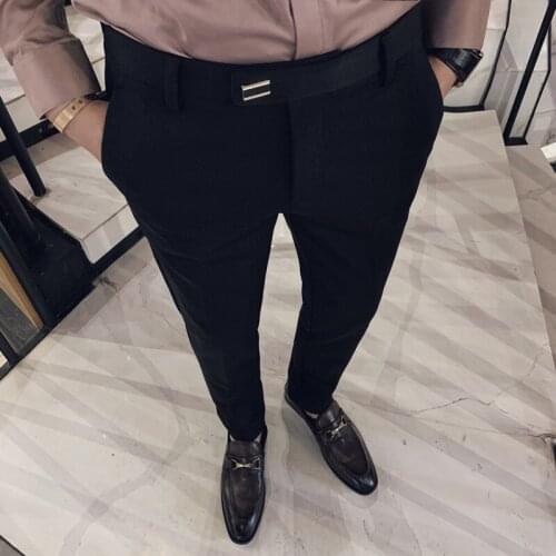 Mens Solid Suit Pants Business Slim Fit Trousers 2021 Classic Office Party Pantalon Homme Classique Social Formal Male Clothing