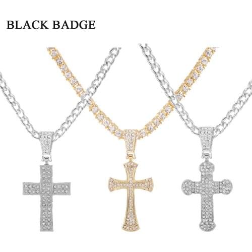 Hot Sell Cross Pendant Mens Necklace Pendants For Men Jewelry Crystal Necklace For Men Hip Hop Bling Rhinestones Necklace