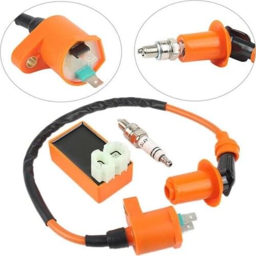 Motorcycle Racing 6pin CDI Ignition Coil Spark Plug Set Fit for GY6/50cc/125cc/150cc