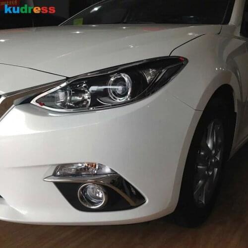 For Mazda3 Axela 2013 2014 2015 2016 ABS Chrome Car Head Light Cover Trim Front Headlight Lamp Covers Sticker Accessories