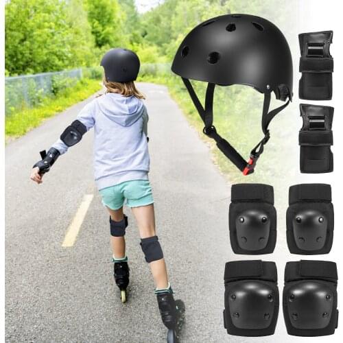 7 in 1 Outdoor Helmet Sport Elbow Knee Pads Skating Protective Gear Sets Elbow Knee Pads 7pcs Bike Cycling Skateboard Adult Kid