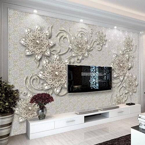 European Style Mural Wallpaper 3D Jewelry Flowers Photo Wall Paper Living Room TV Sofa Background Wall Painting Luxury 3D Fresco