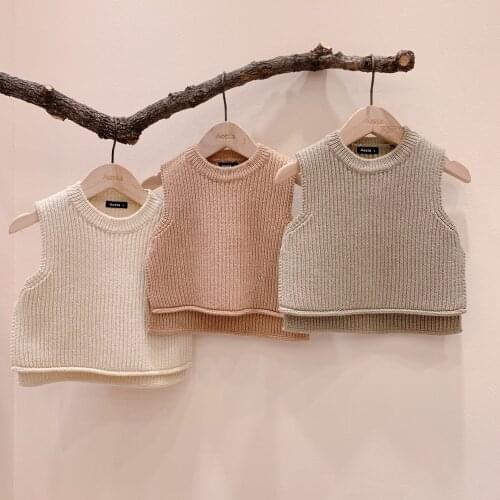 2020 Autumn Baby Sleeveless round Neck Knitted Korean Vest Baby All-match Sweater