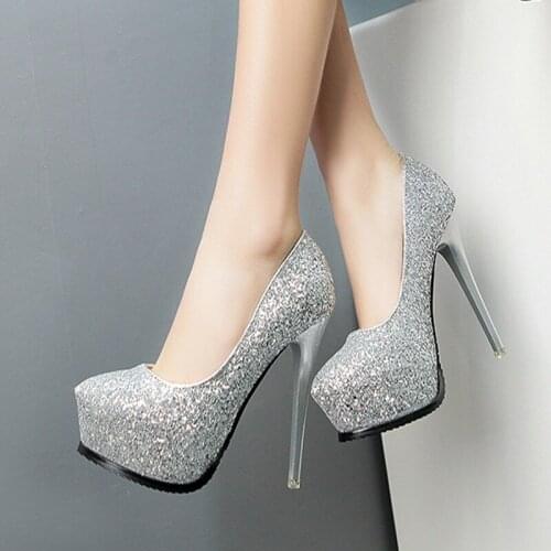 Sexy Women Pumps Platform Ladies Party Shoes Blingbling Dress Heels Womans Club High Heels Female Wedding Shoes Catwalk Heels
