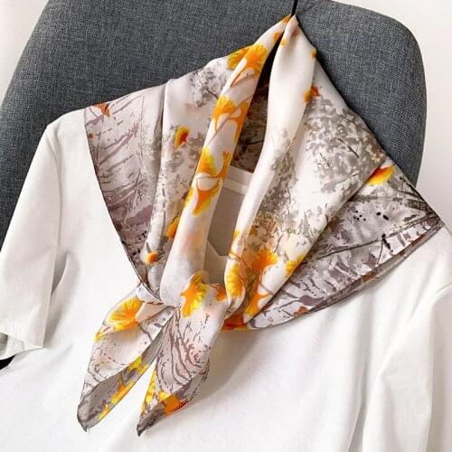 2021 Fashion Women Silk Neck Scarf Lady Square Foulard Shawls Scarves Floral Dot Print Hair Headband Accessories Bandana