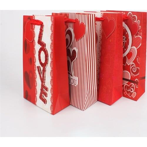 Valentines Day Love White Card Gift Bag Portable Paper Bag Candy Cookie Present Packing Bag Favor Kraft Wedding Party Good Bags