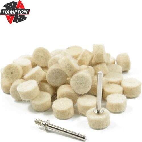 52/105pcs Grinding Polishing Buffing Round Wheel Pad Wool Felt with 3.175mm Shank Mandrel for Dremel Rotary Tool Grinding Polish