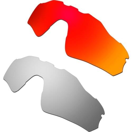 2 Pairs For Radar EV Path Polarized Replacement Lenses Red & Silver 100% UVA & UVB Protection