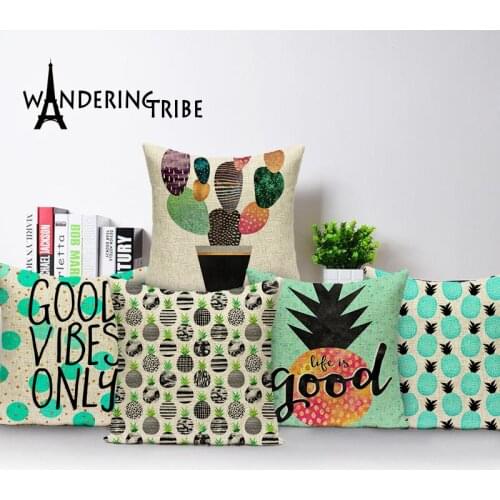 HOT Square colorful Home Cushion Decorative soft seat car Covers linen pineapple pillowcase The cactus fresh suit cushion