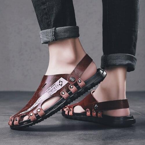 Roman Sandals Men Sandalias Cuero Sandale Homme Cuir Hombre Ete Verano Sandel For Men De Para Sandalet Erkek Sandles Zandalias