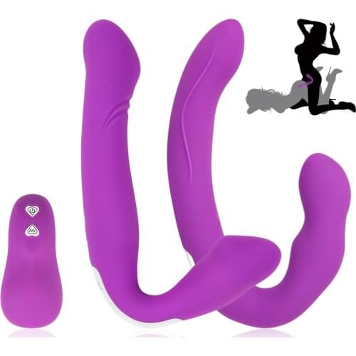 Sexy Strapless Strapon Dildo Wireless Lesbian Double Penetration Remote Vibrator Sex Toys for Woman Masturbation Pussy Wand