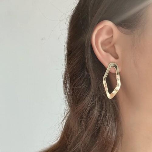 MLKENLY 925 sterling silver simple INS style designer irregular shape gold stud earrings For Women jewelry gifts