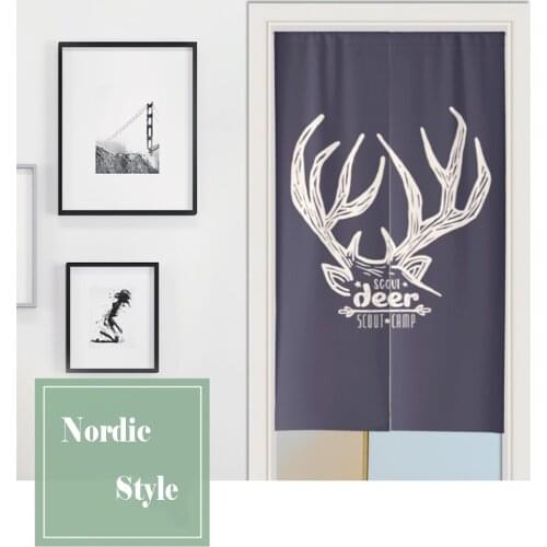 Nordic Cotton Linen Door Curtain For Kitchen Bathroom Extra Thick Durable Digital Printed Partition Curtain Customizable Curtain